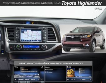 Мультимедийный навигационный блок для оригинальной мультимедийной системы автомобиля Toyota Highlander (2014)NT3025 