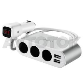Разветвитель прикуривателя HOCO Z13 на 3 разъема + 2 выхода USB 
